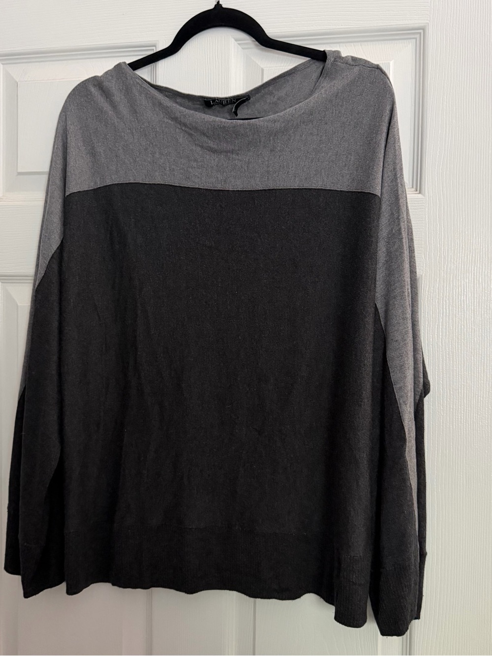 Lauren Ralph Lauren Two-Tone Knit Tunic - Black & Gray